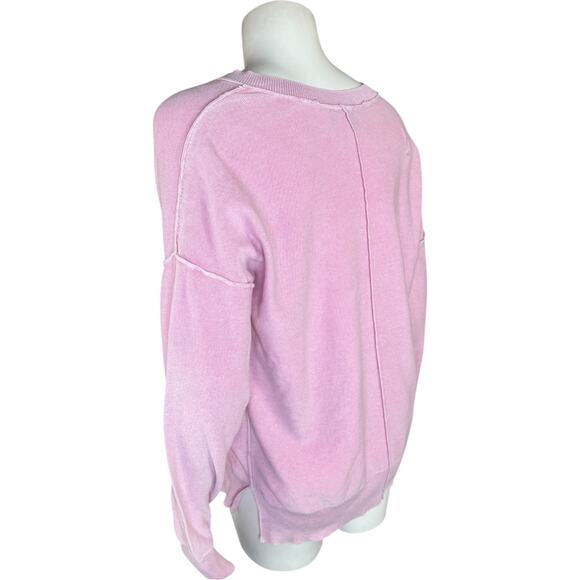 Attitudes by Renee 100% Cotton Sweater with Wash Effect Pastel Lavender Medium - Picture 6 of 14